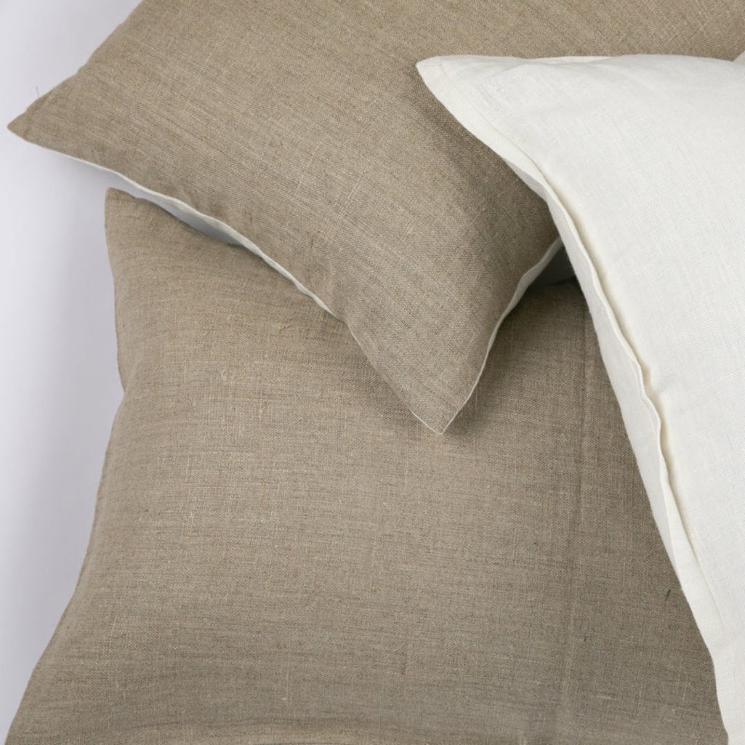 Natural Linen Pillow, Reversible Back White Linen, 20x24